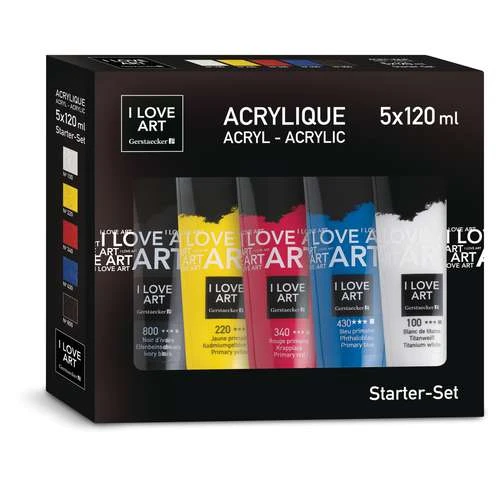 I LOVE ART | Acrylic Starter Set — 5 X 120 Ml Tubes 1 I LOVE ART | Acrylic Starter Set — 5 X 120 Ml Tubes